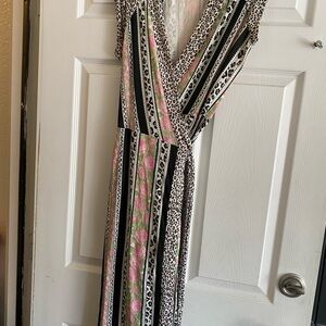 Diane Von Furstenberg Vintage Black and Pink Wrap Dress